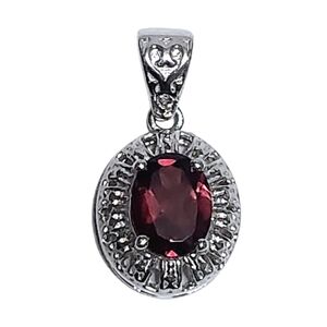 2.0 ct Garnet Sterling Silver Filigree Pendant